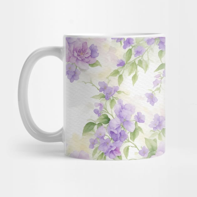 Wild Violet Flowers Pattern - Watercolor by Victoria's Store